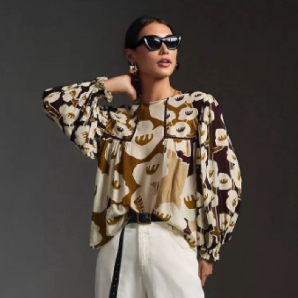 NWT Anthropologie Bl-nk Miranda Peasant Top - Picture 1 of 3